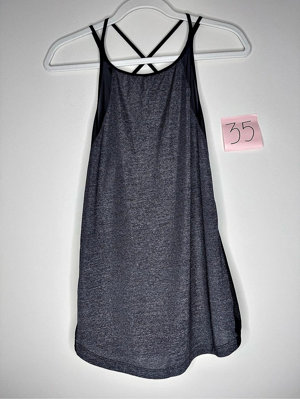 lululemon Nulu High-Neck Mesh-Hem Tank Top Gray & Black size 10